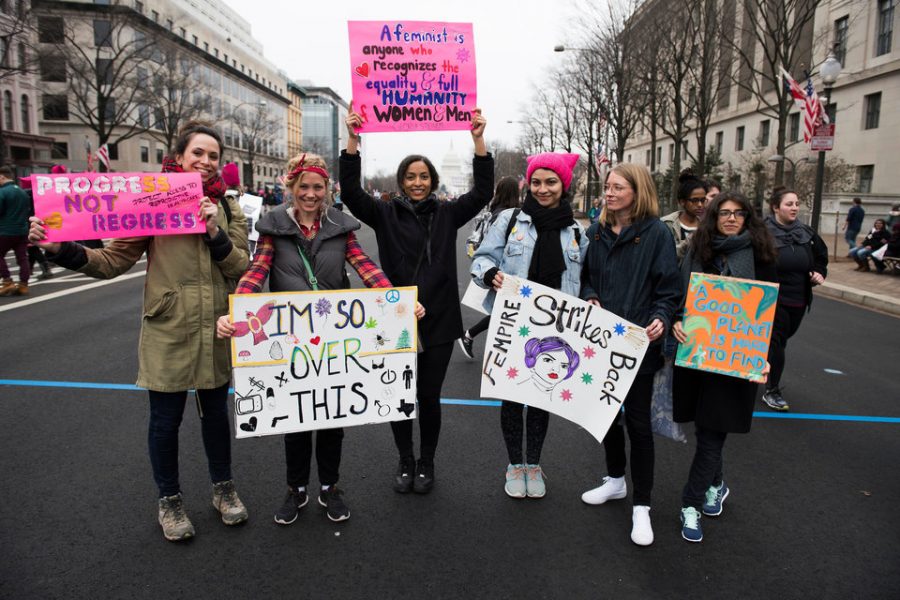 WASHINGTON, DC. - JAN. 21: Organizers put the Womens March on Washington in Washington D.C. on Saturday Jan. 21, 2017. (Photo by Damon Dahlen, Huffington Post) 