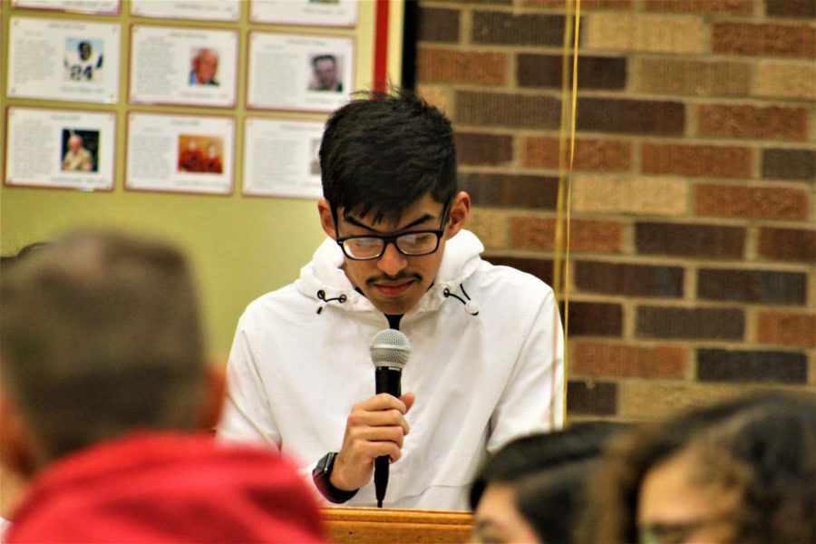 Will Gaspar, senior and ASB president, speaking at the event.