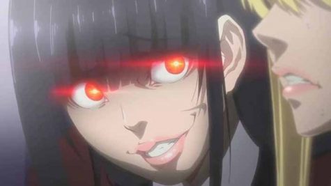 A screen cap of the intense scene between Yumeko and Mary