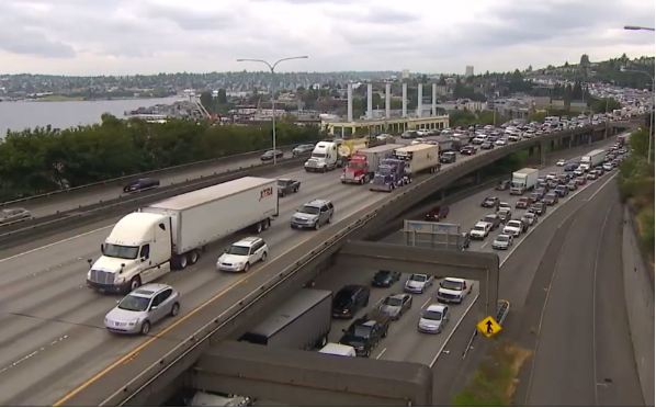 Picture of Seattle freeway traffic.