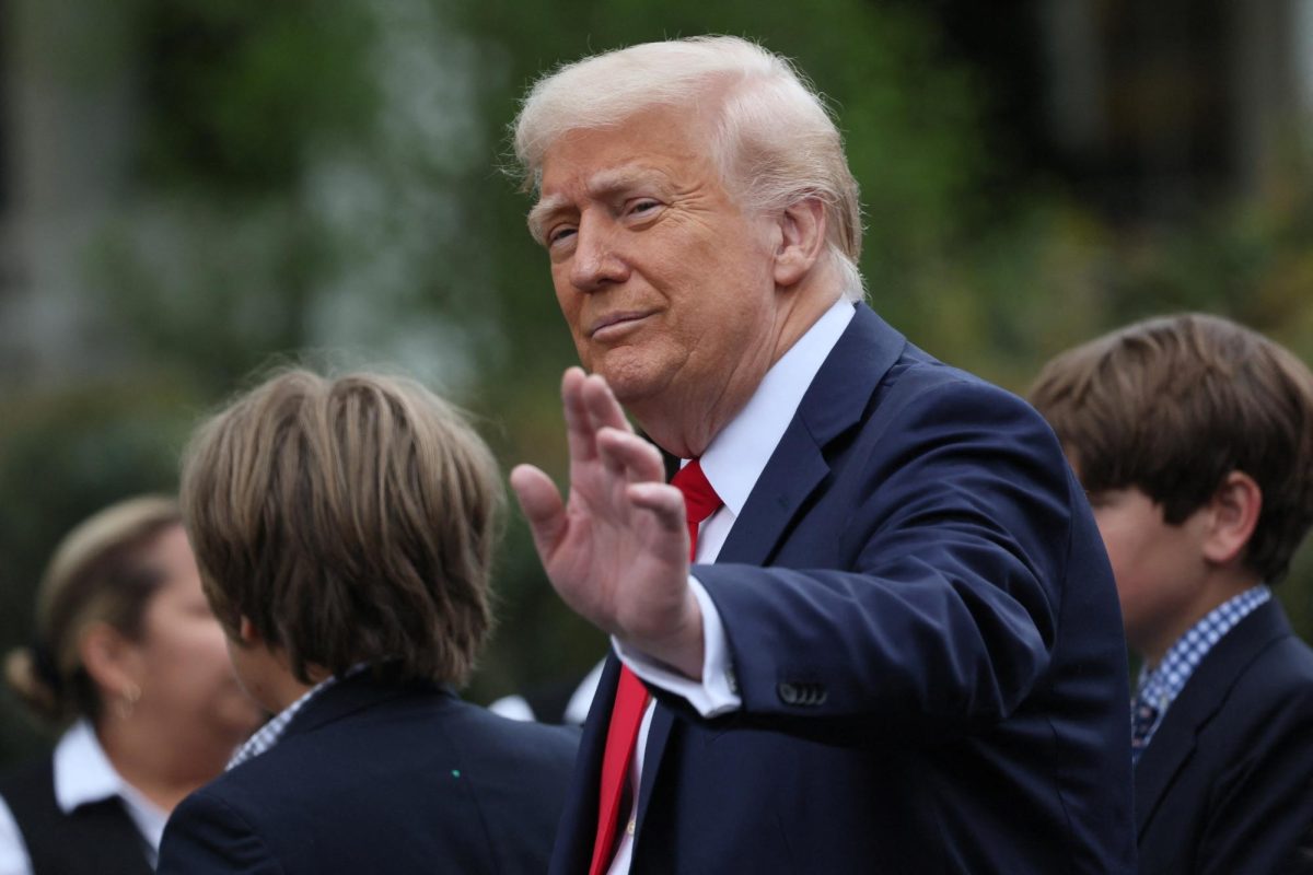 U.S. President Donald Trump attends the annual White House Easter Egg Roll, on the South Lawn of the White House in Washington, D.C., U.S., April 21, 2025. REUTERS/Leah Millis