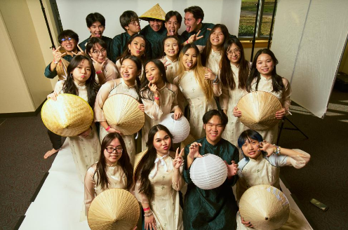 All VSA members celebrating Vietnamese heritage in traditional Áo Dài and Nón Lá, unity in culture, pride in tradition.
