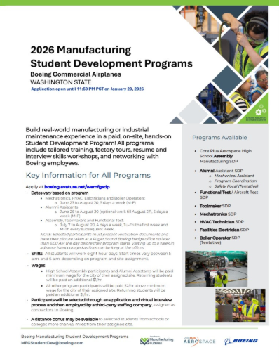 flyer for Boeing internship