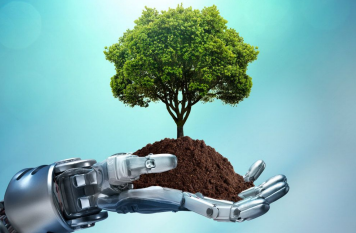 Image description: AI having the environment in the palm of its hands.