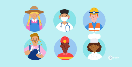 This image shows pictures of some career options. 
