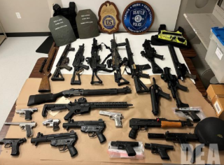 Photo of the firearms seized in Centralia on October 28th, 2025.