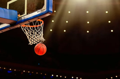 Photo of a basketball hoop shot.