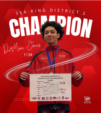 Photo of Da’mion Jones winning Sea-King District 2 Champion.